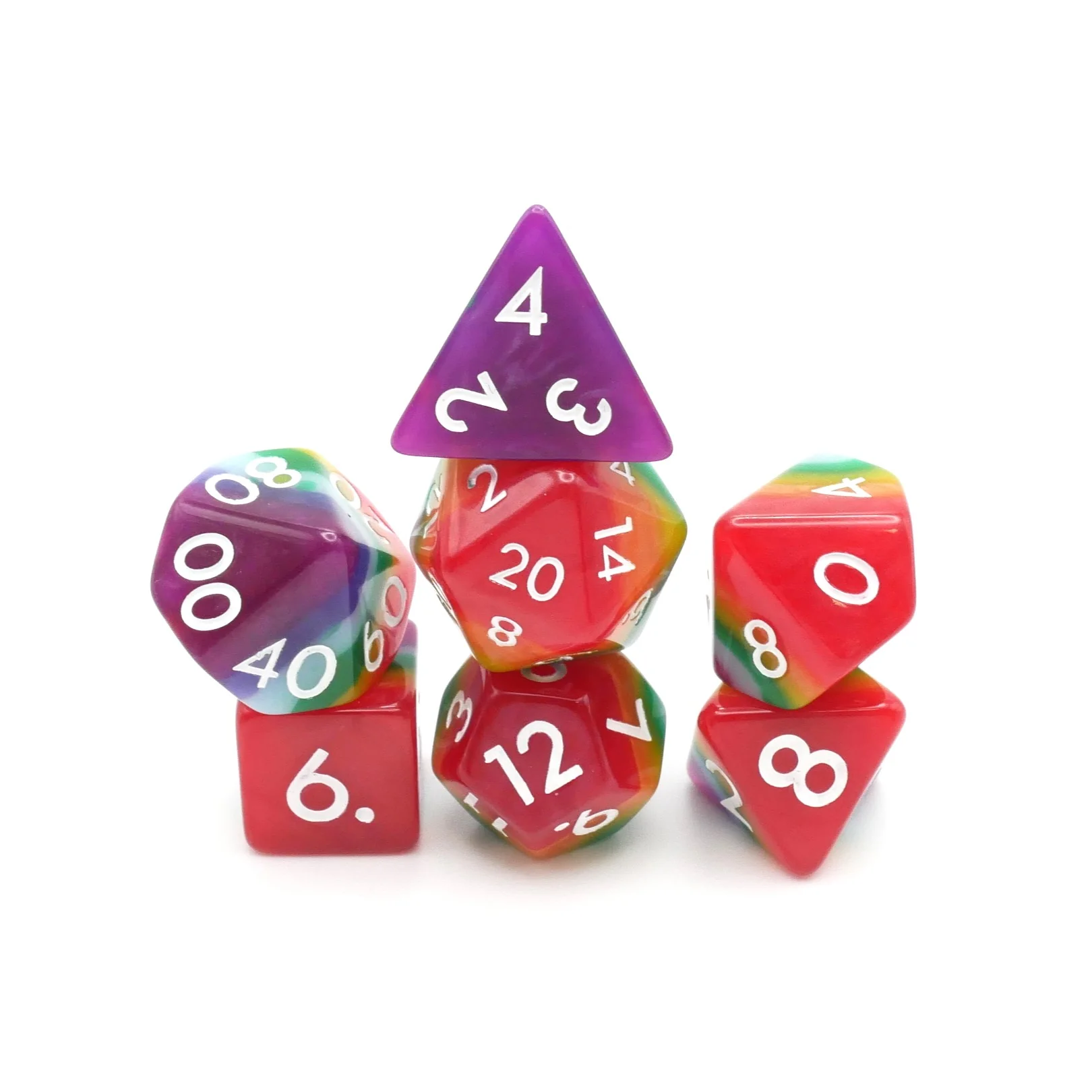 Rainbow Redux - 7 Piece DnD Dice Set | Acrylic RPG Gaming Dice - Image 4