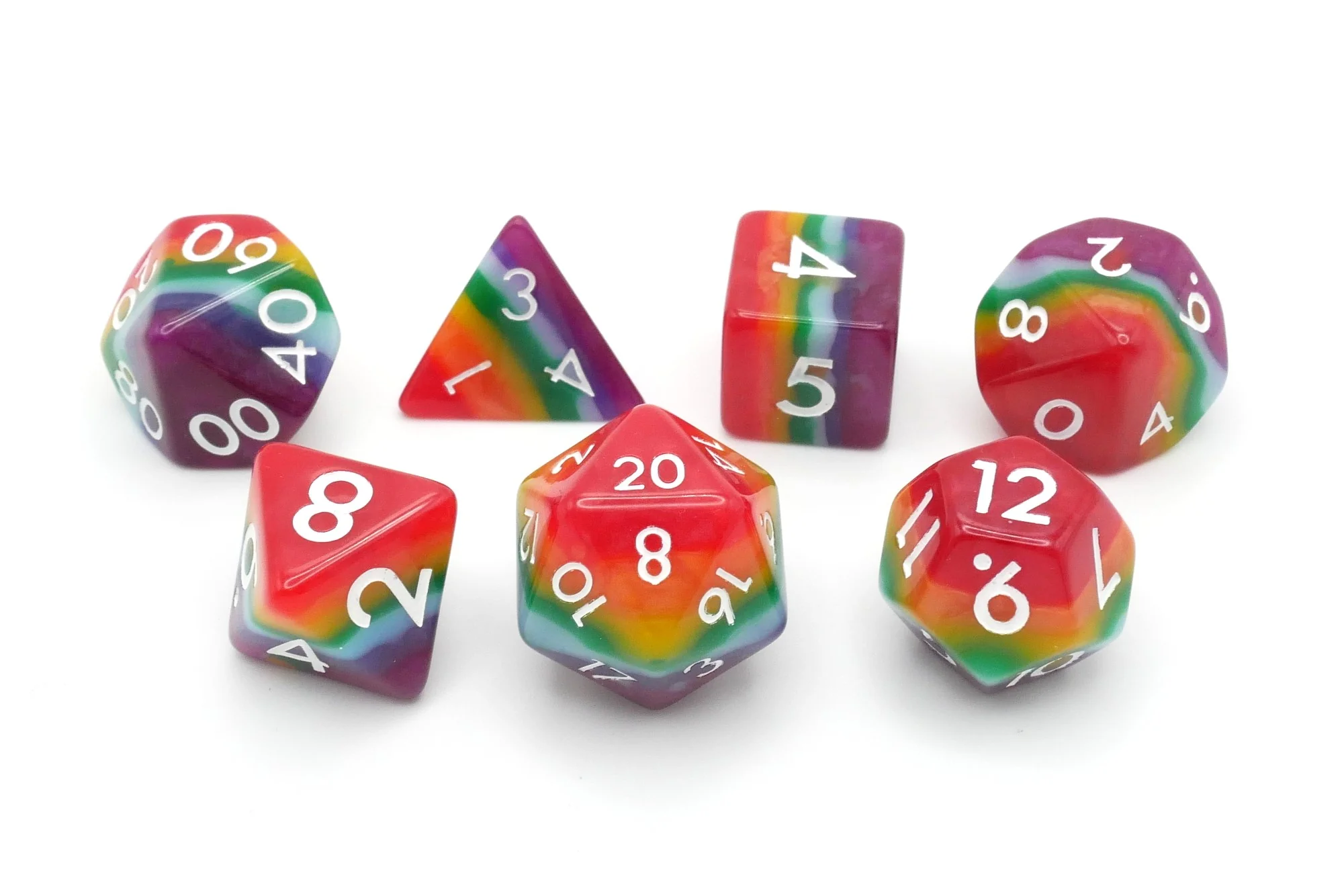 Rainbow Redux - 7 Piece DnD Dice Set | Acrylic RPG Gaming Dice - Image 9