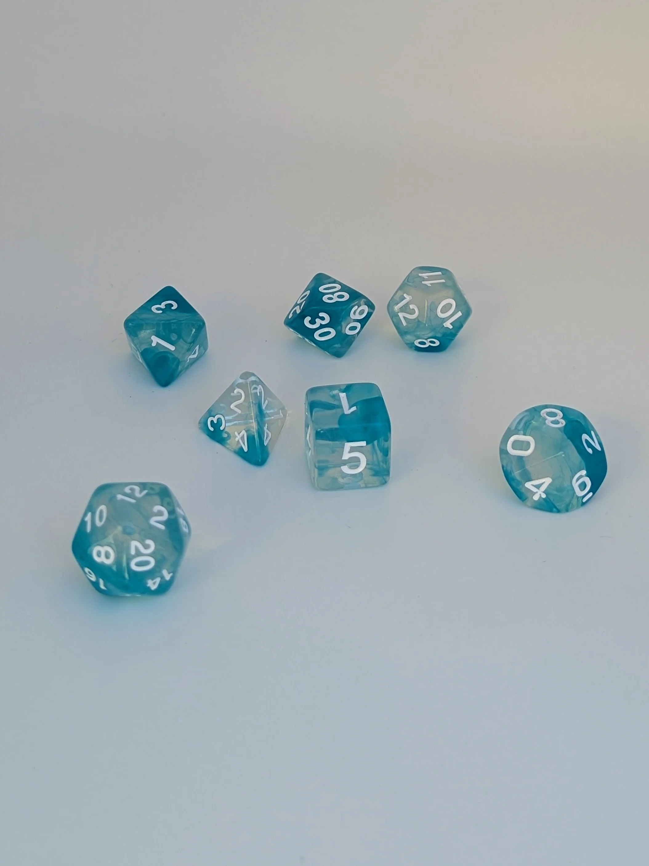 Seafoam Light - 7 Piece DnD Dice Set | Acrylic RPG Gaming Dice - Image 2