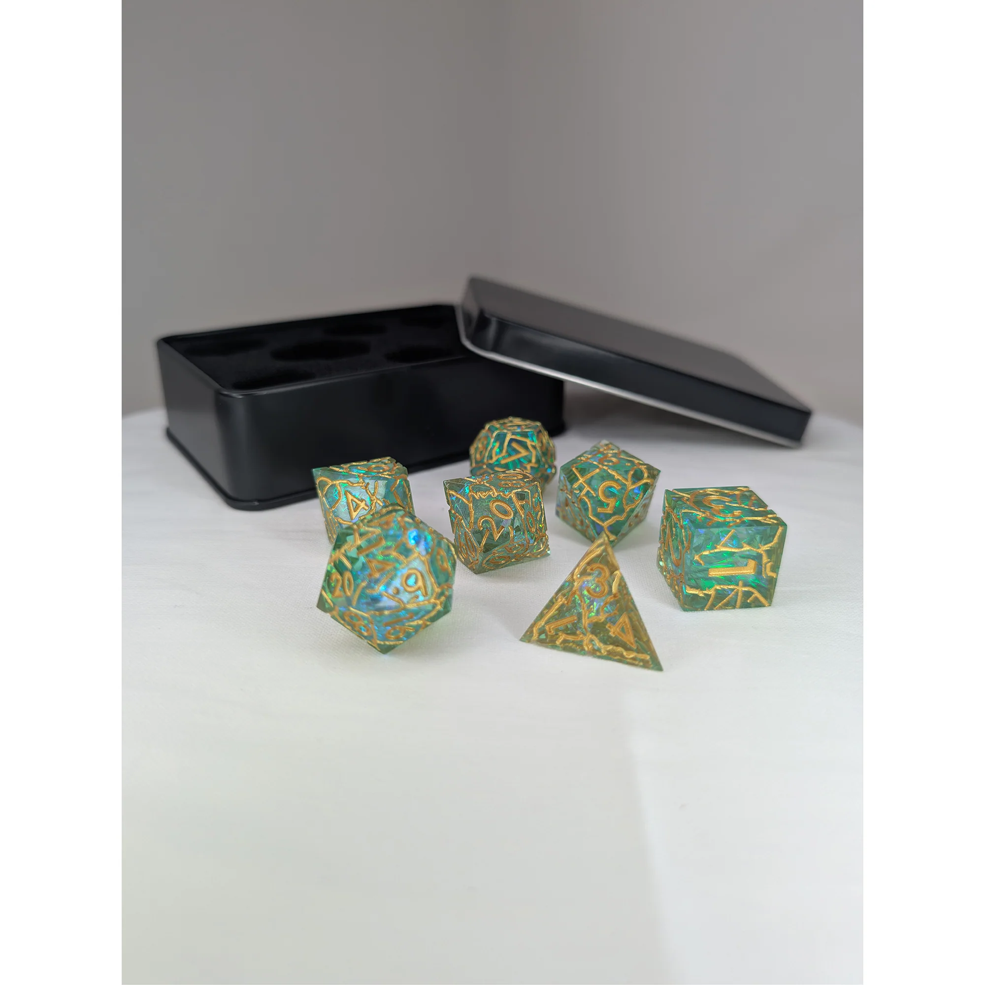 Shattered Seas- 7 Piece DnD Dice Set | Acrylic RPG Gaming Dice - Image 3
