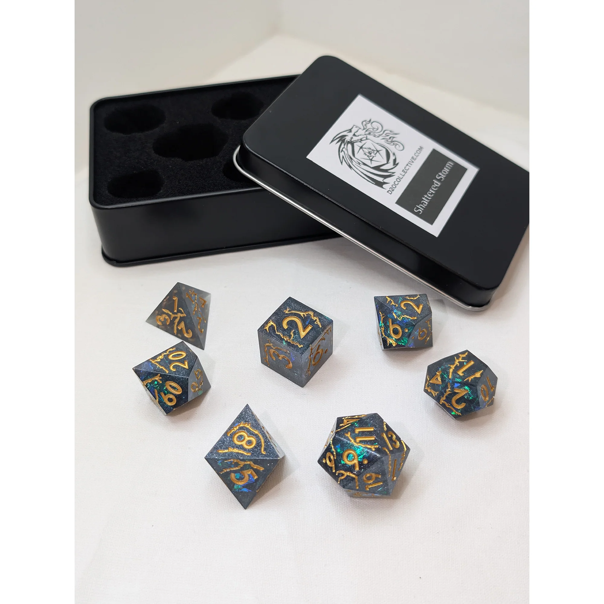 Shattered Storm - 7 Piece DnD Dice Set | Acrylic RPG Gaming Dice - Image 3