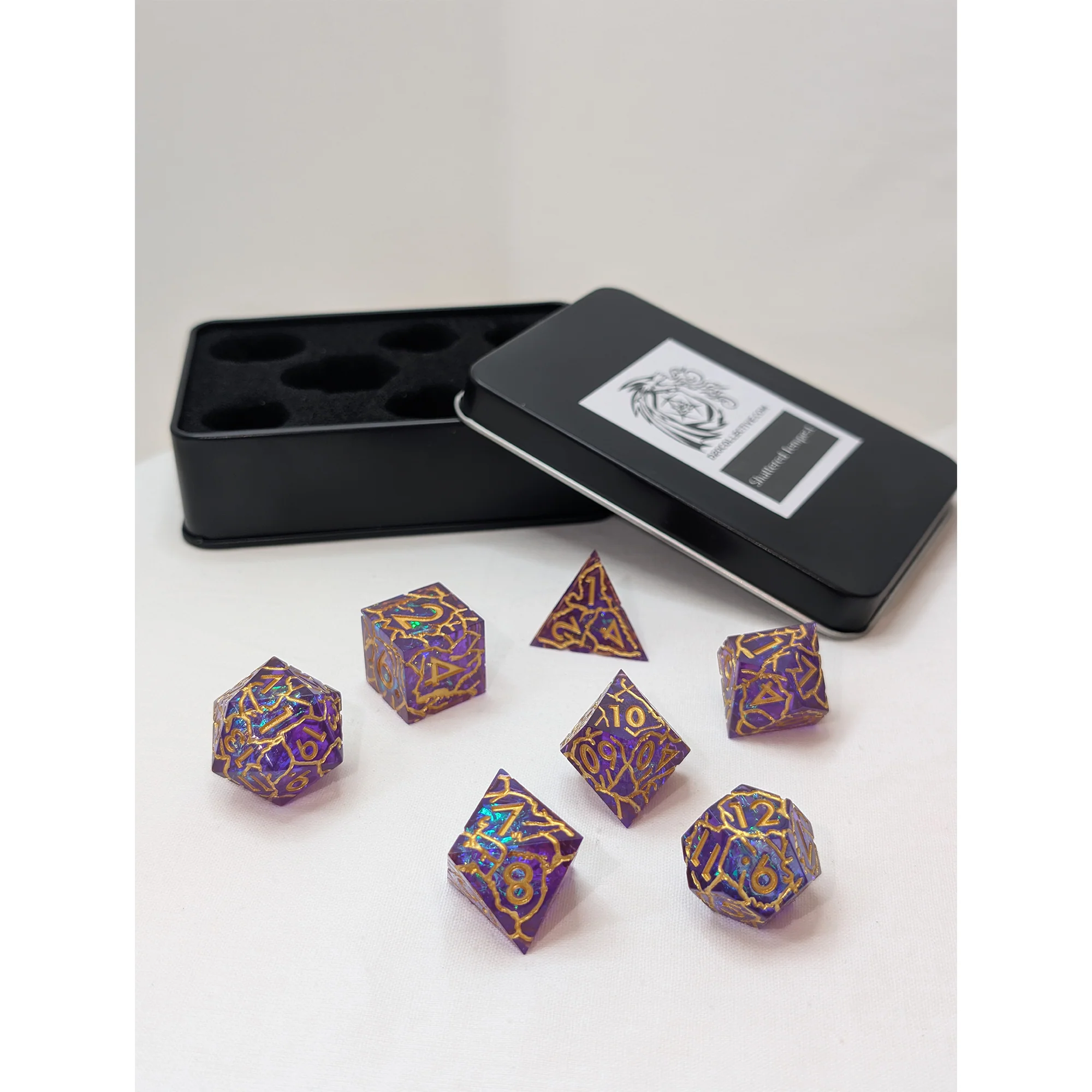 Shattered Tempest- 7 Piece DnD Dice Set | Acrylic RPG Gaming Dice - Image 3