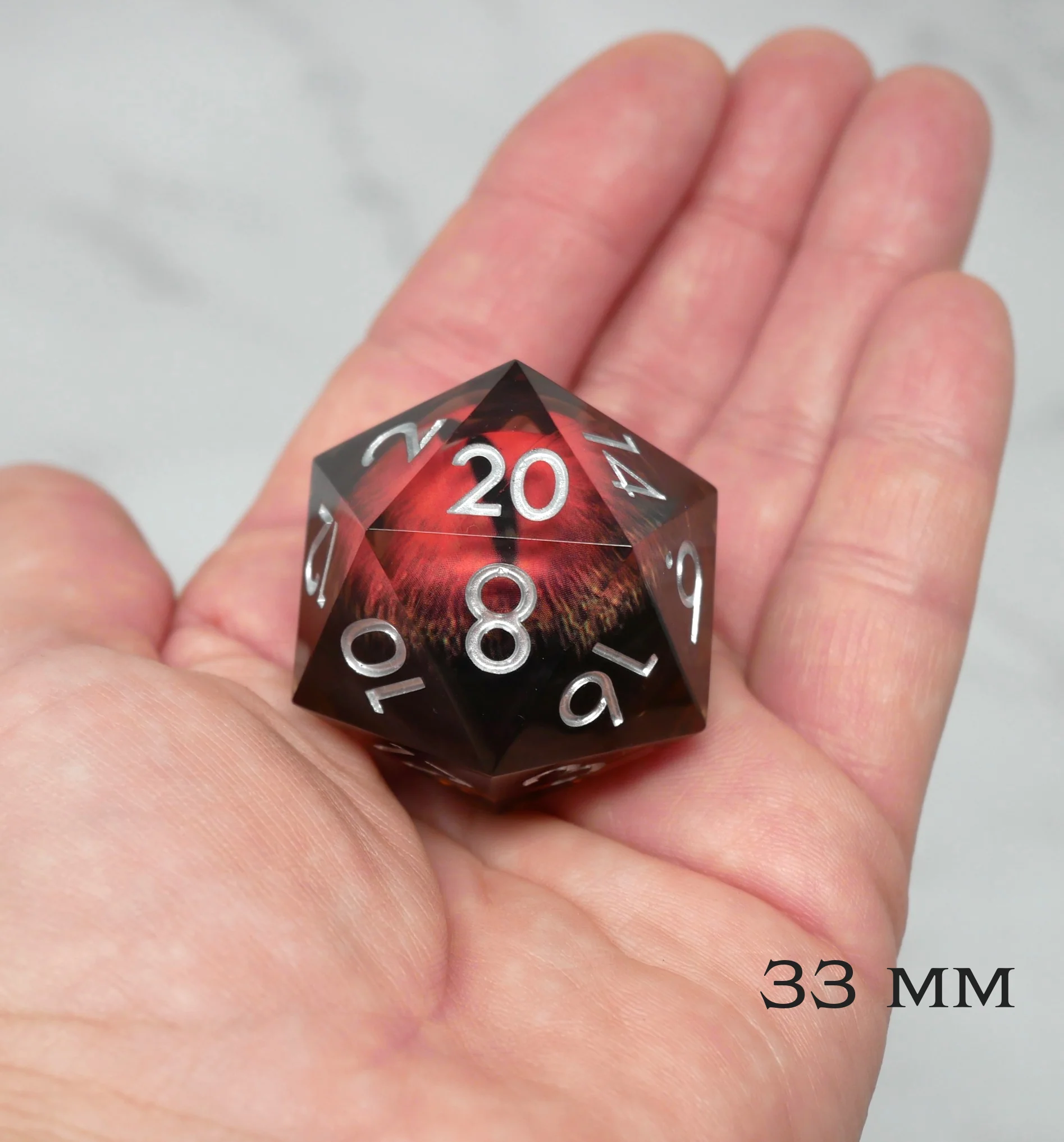 Smaug's Eye | Giant D20 Moving Eye DnD Dice | Acrylic RPG Gaming Dice - Image 9