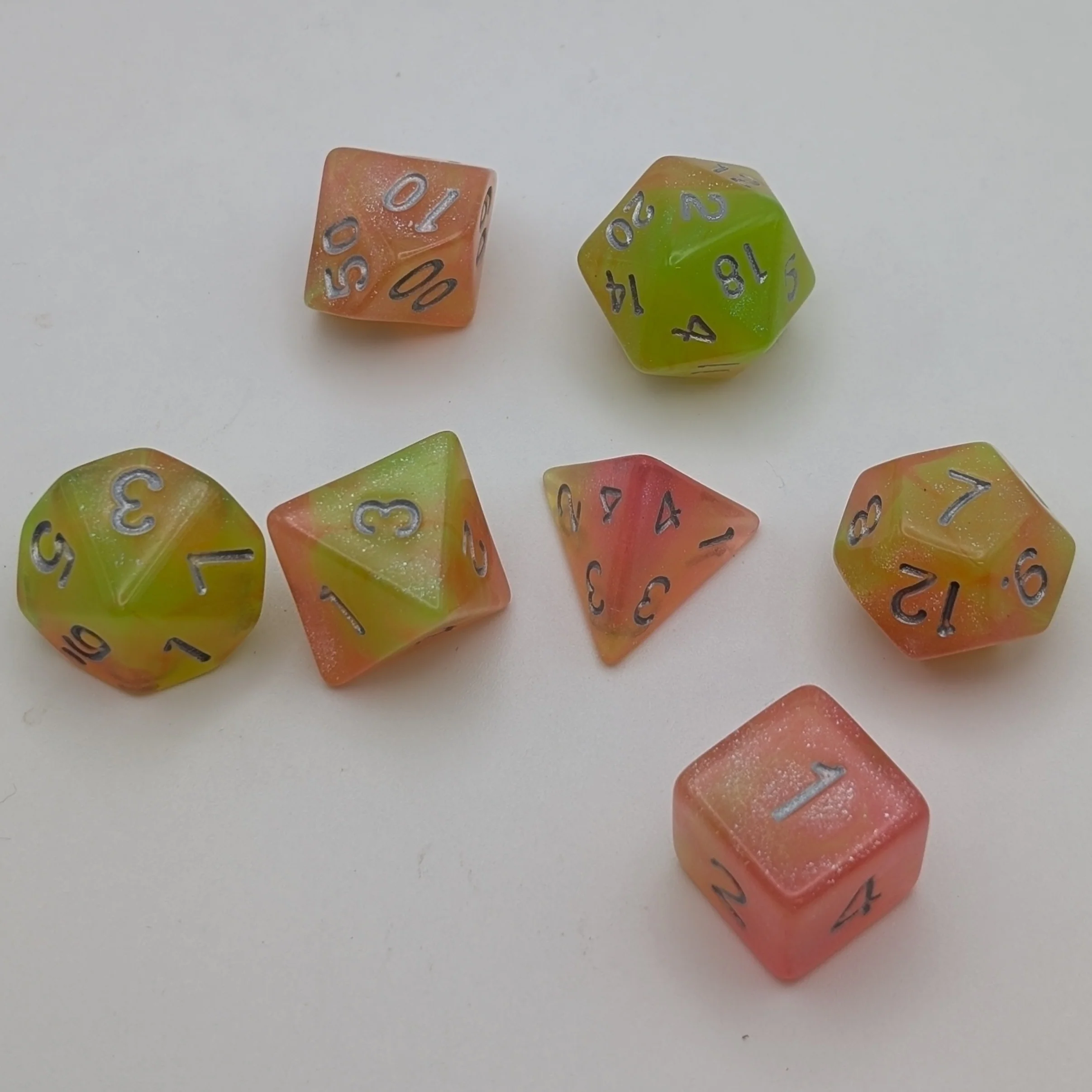 Summer's Joy - 7 Piece DnD Dice Set | Acrylic RPG Gaming Dice - Image 3