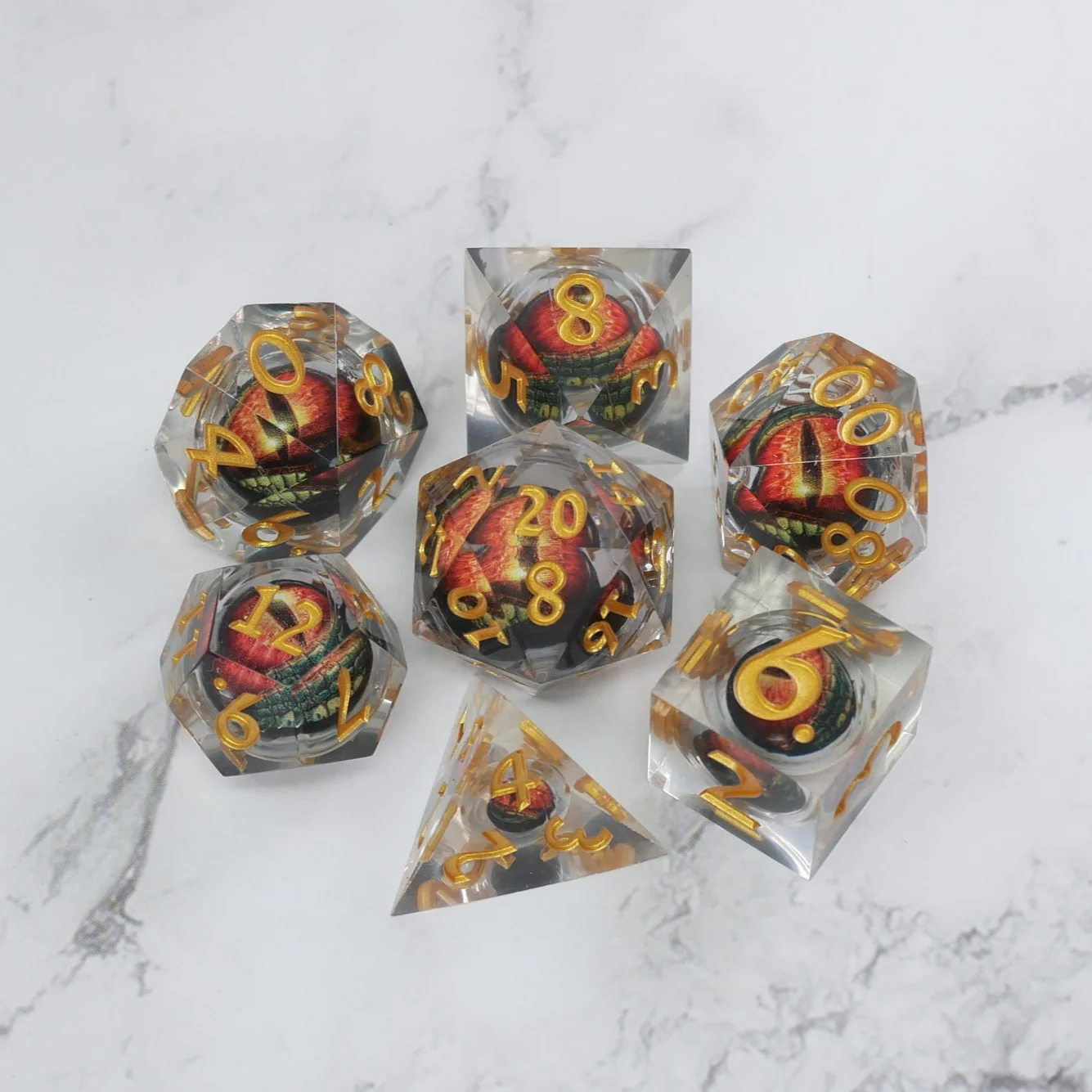 Xanathar's Eye |  7 Piece Moving Eye DnD Dice Set | Acrylic RPG Gaming Dice - Image 3
