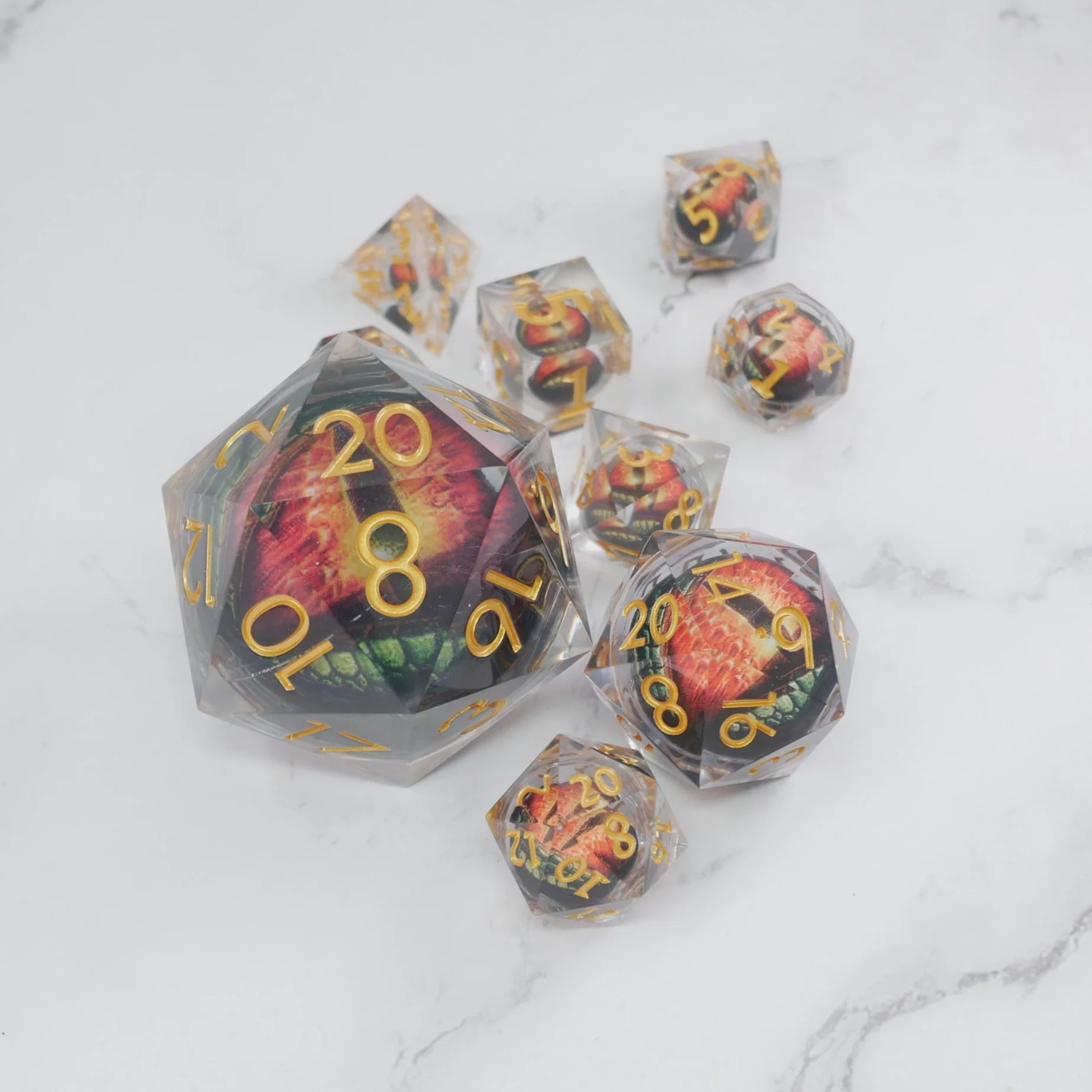 Xanathar's Eye |  7 Piece Moving Eye DnD Dice Set | Acrylic RPG Gaming Dice - Image 6